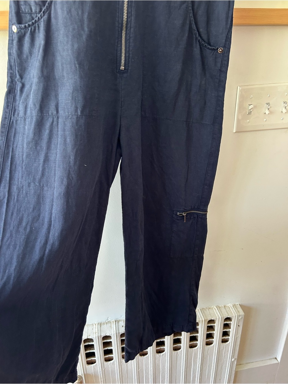 Nicole Miller Navy Short-Sleeve Zip Front Jumpsuit - Picture 3 of 5